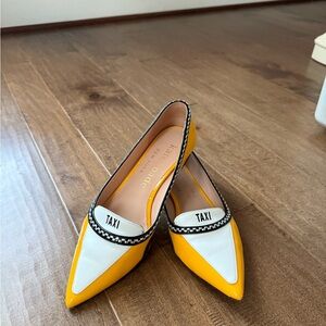 Kate Spade Yellow and White Taxi Loafers